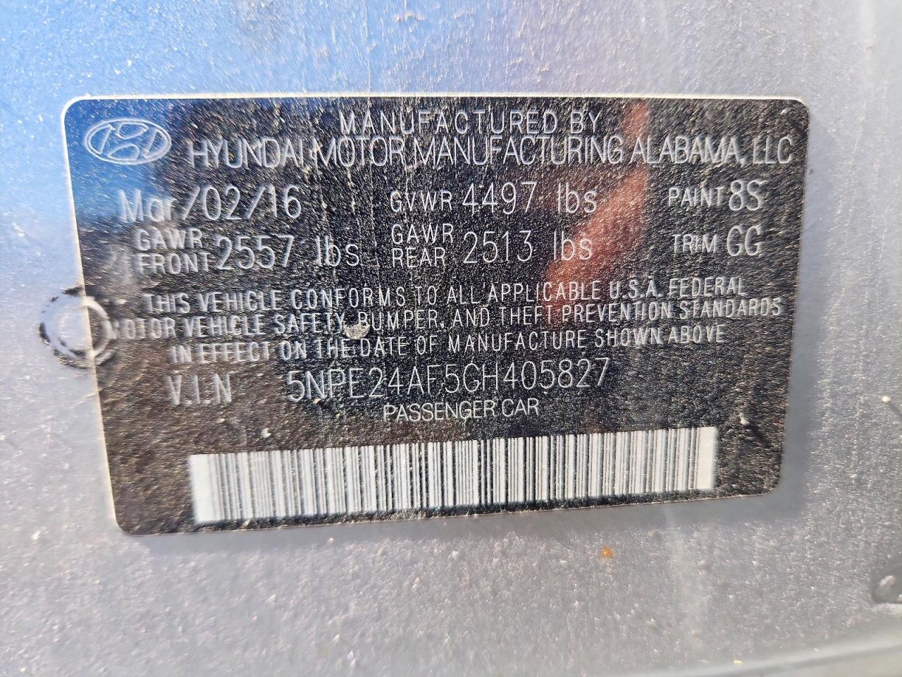 2016 HYUNDAI SONATA