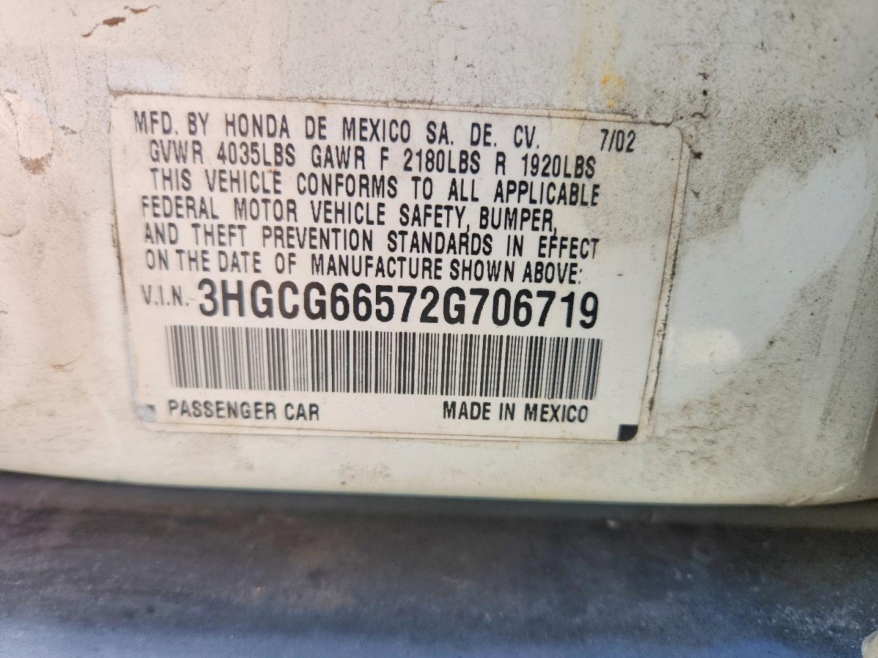 2002 HONDA ACCORD