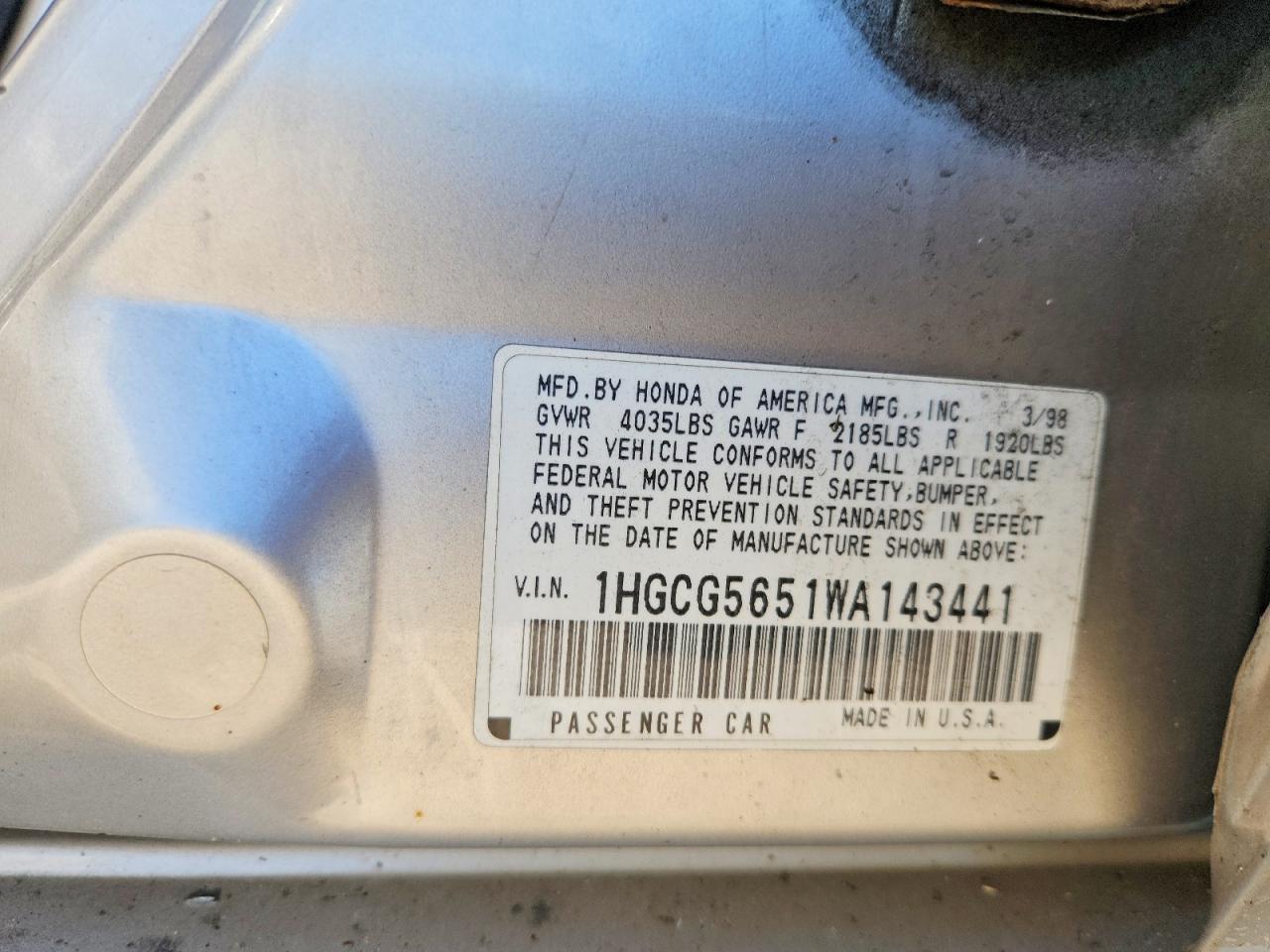 1998 HONDA ACCORD