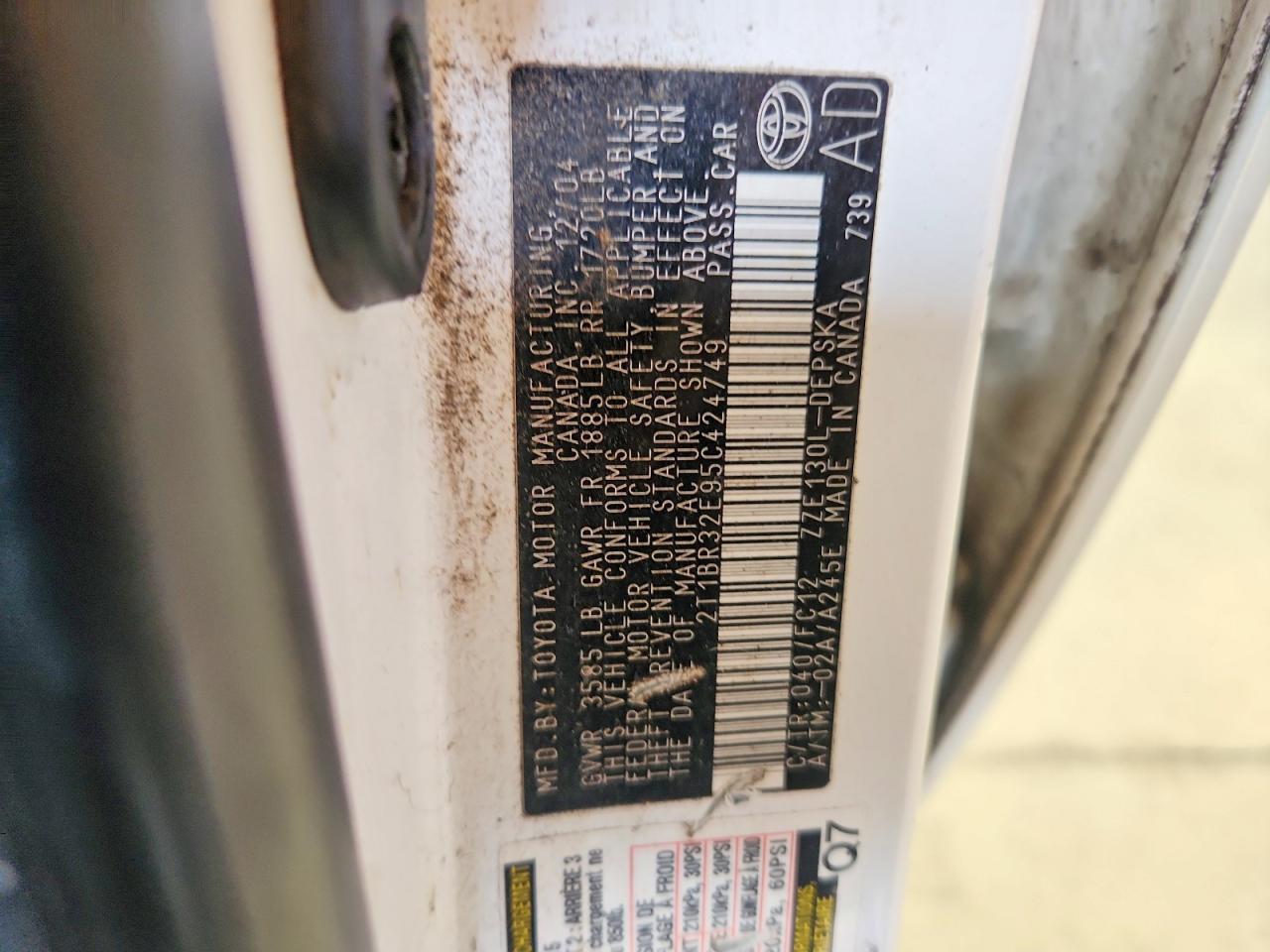 2005 TOYOTA COROLLA