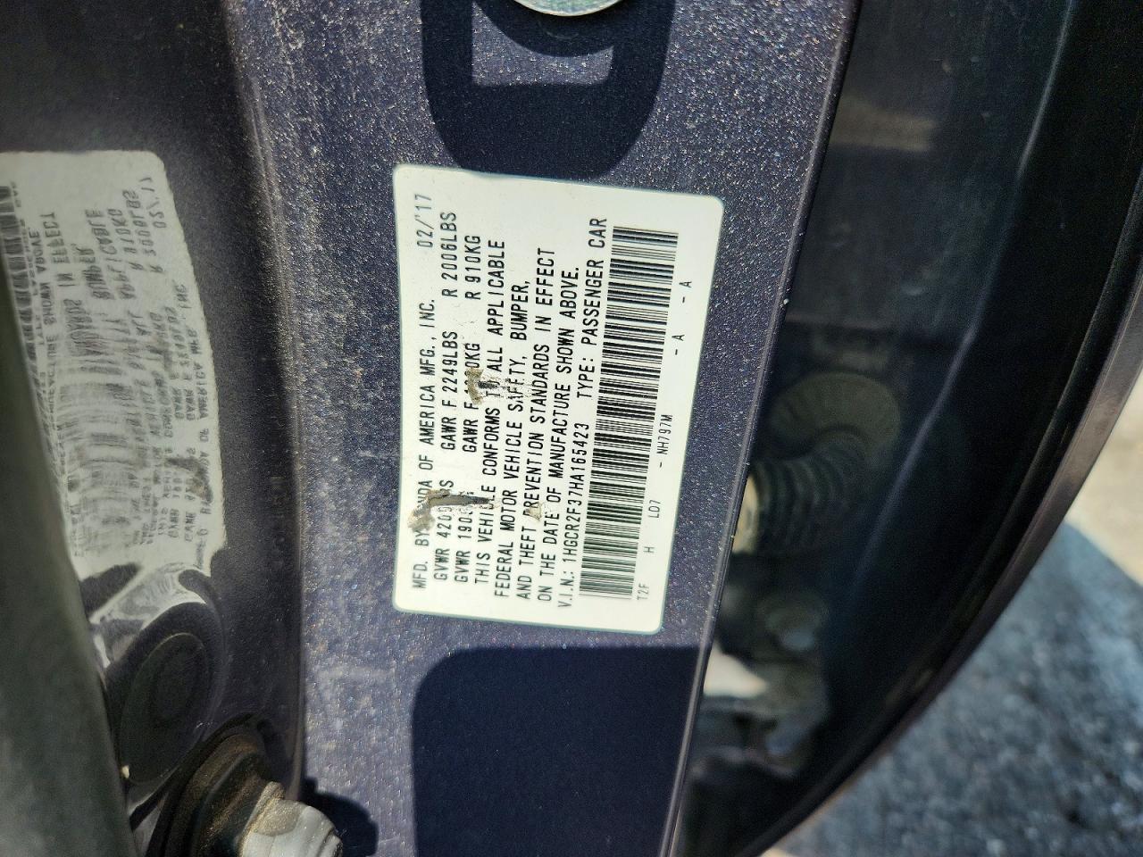2017 HONDA ACCORD
