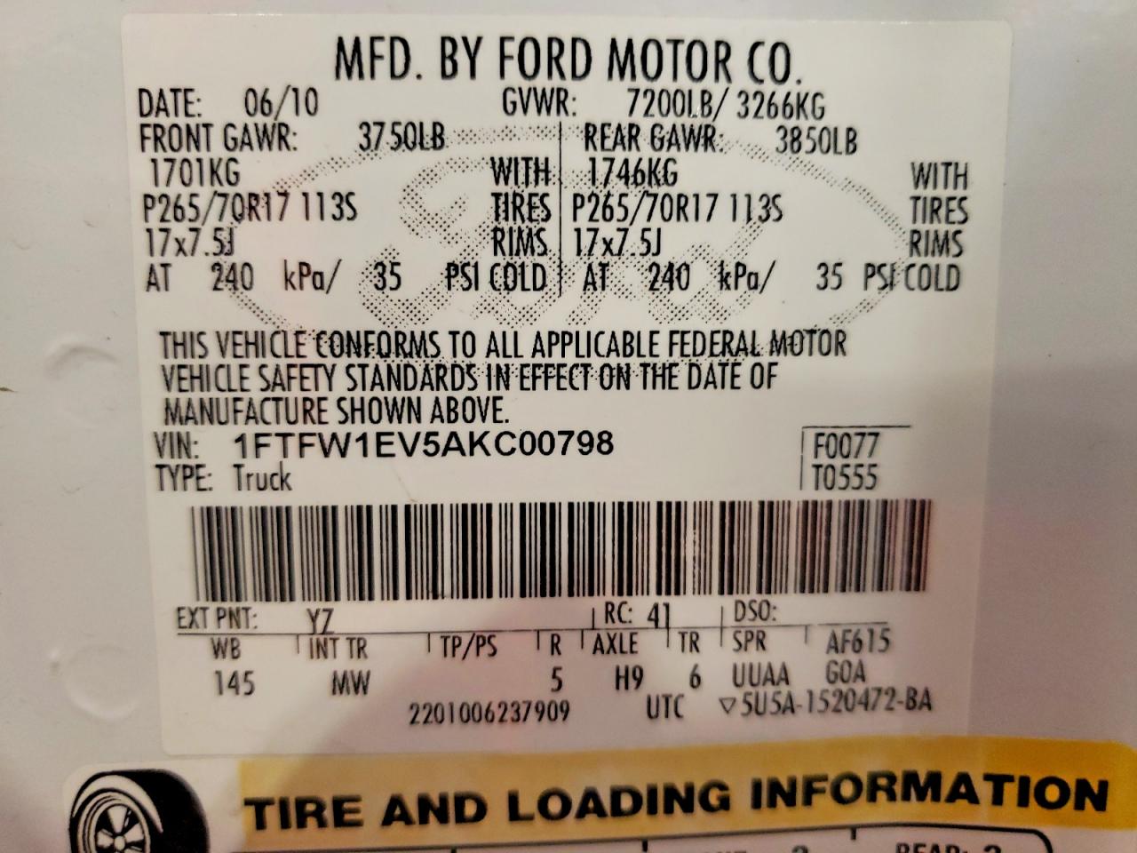 2010 FORD F150