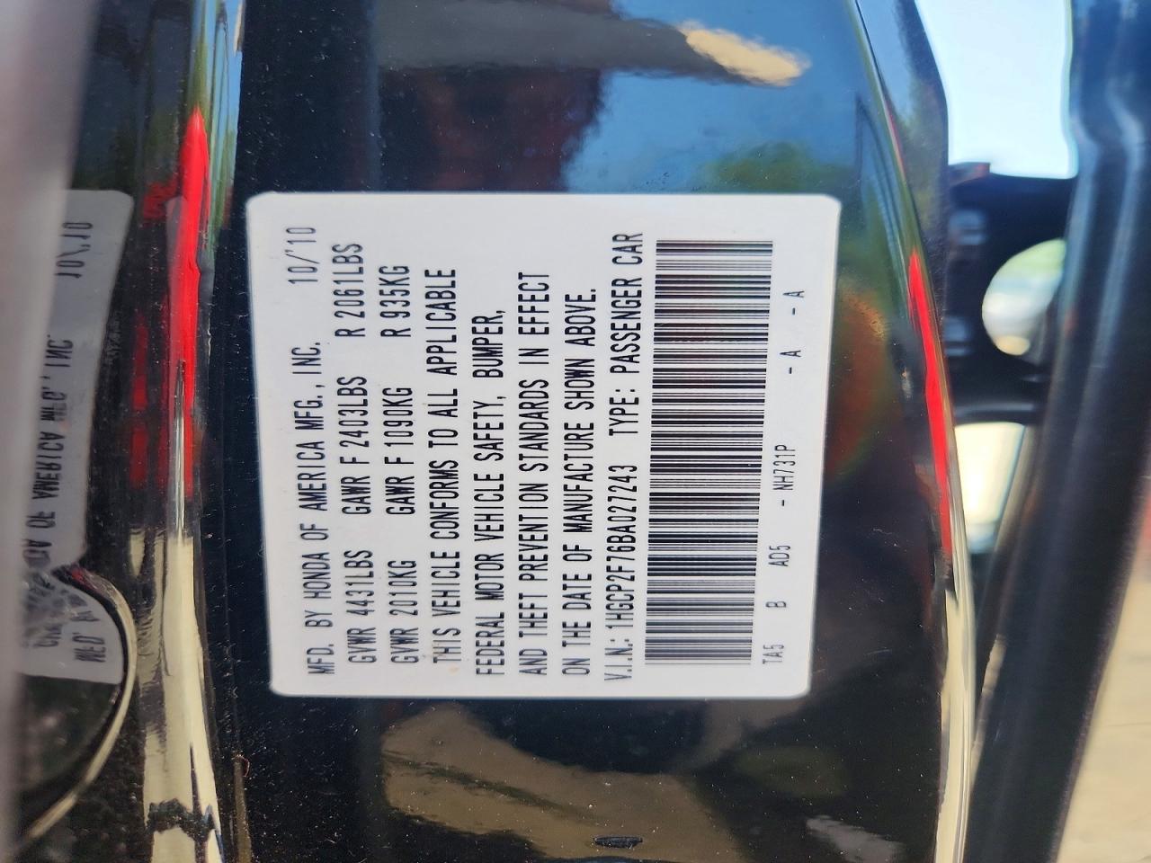 2011 HONDA ACCORD