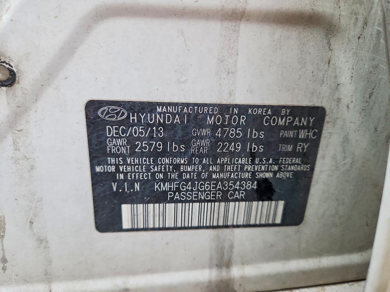 2014 HYUNDAI AZERA