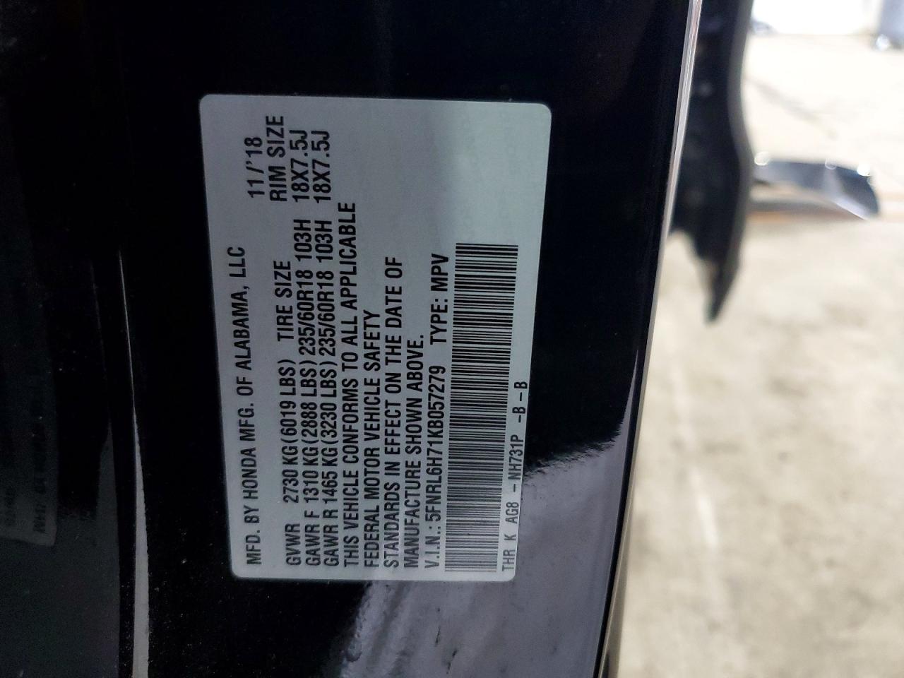 2019 HONDA ODYSSEY