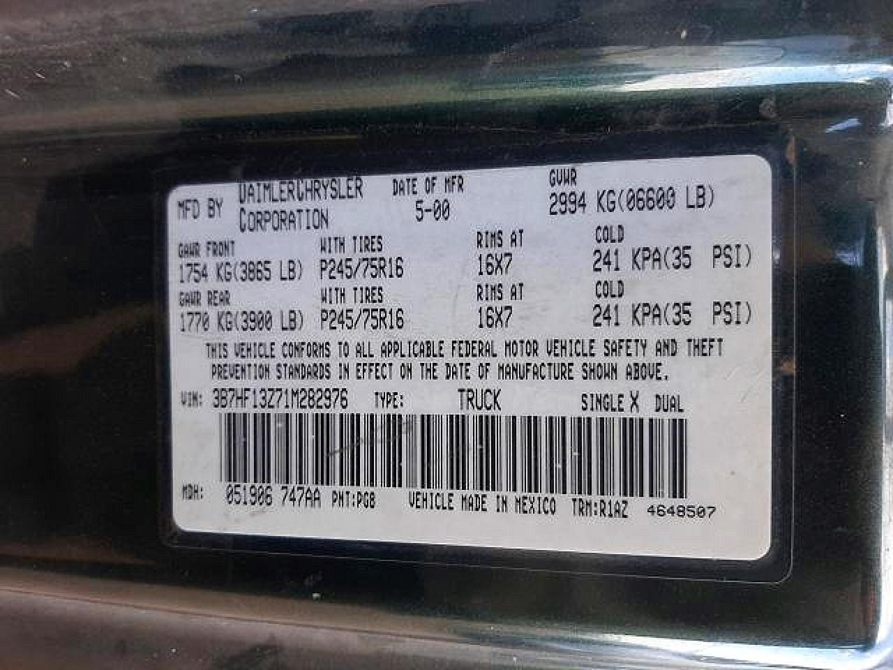 2001 DODGE RAM 1500