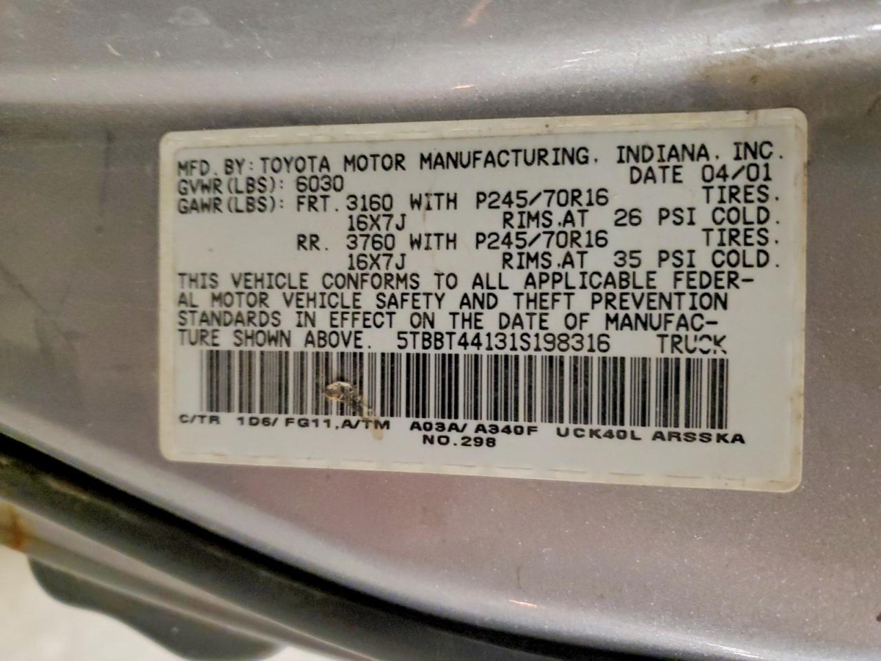 2001 TOYOTA TUNDRA