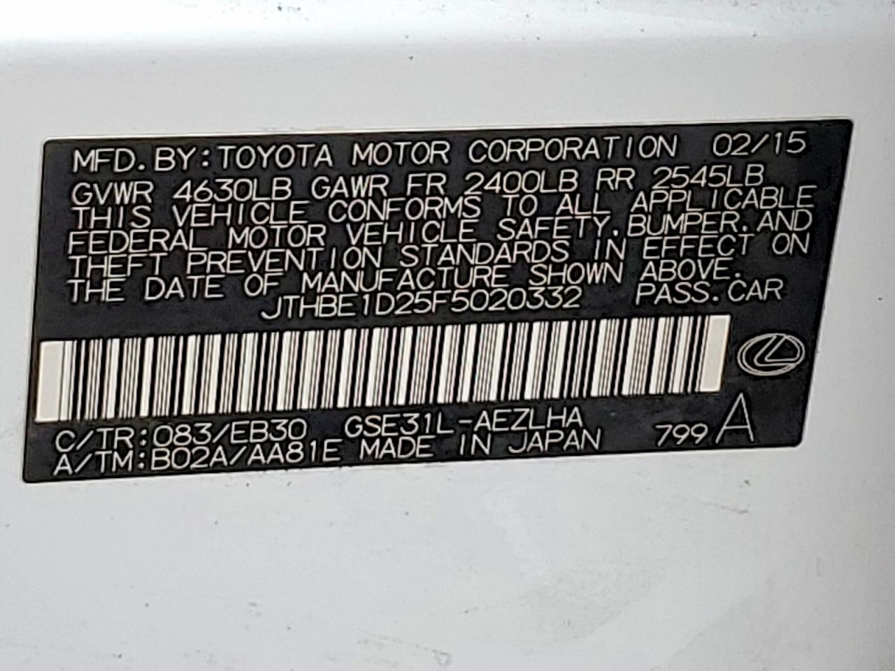 2015 LEXUS IS