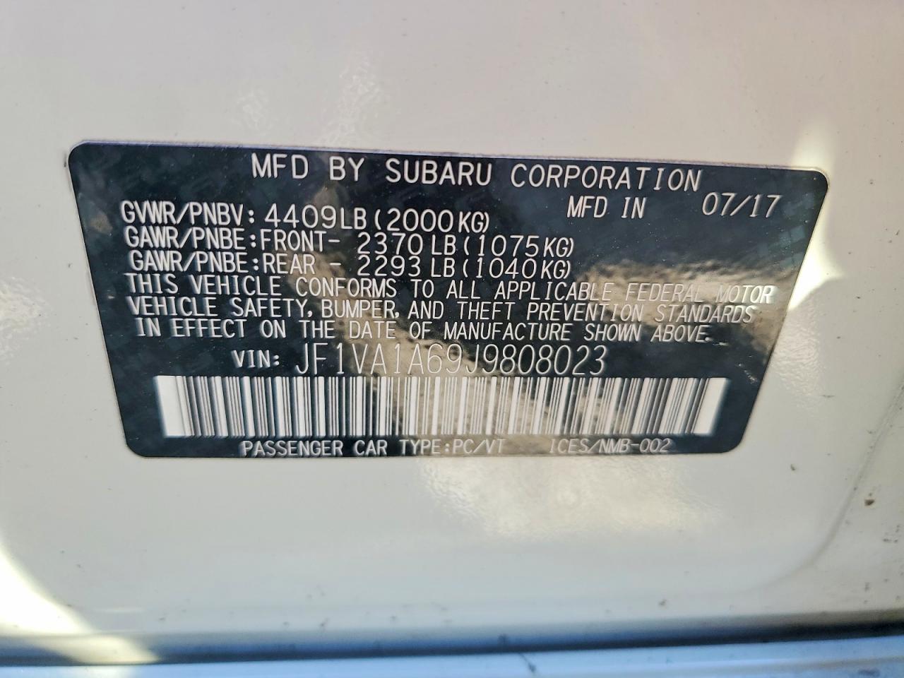 2018 SUBARU WRX