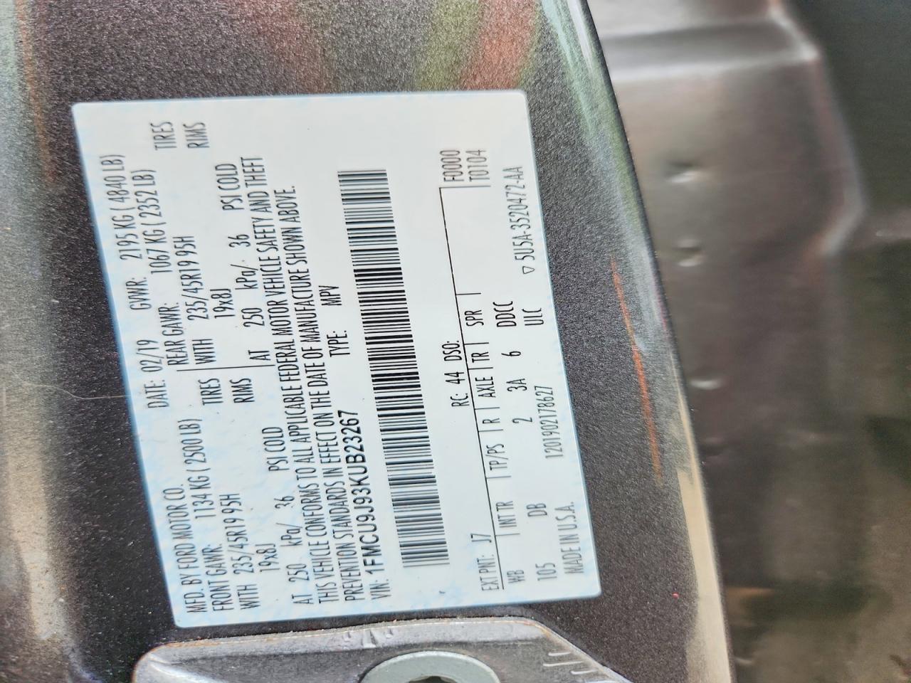 2019 FORD ESCAPE