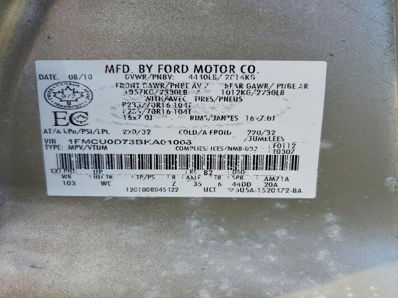 2011 FORD ESCAPE