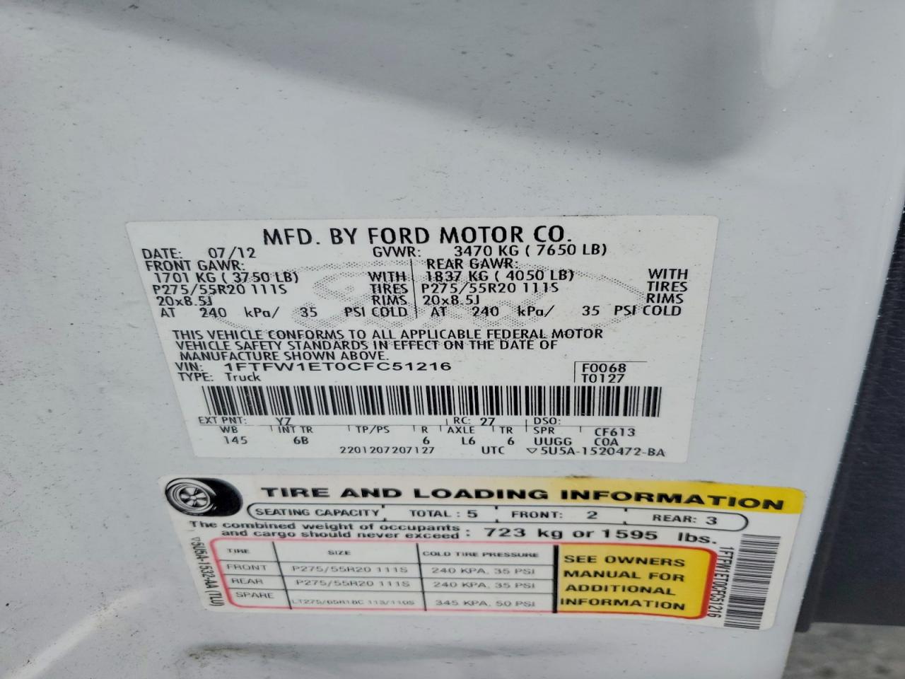 2012 FORD F150