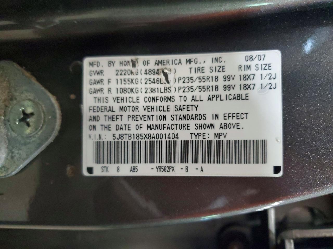 2008 ACURA RDX