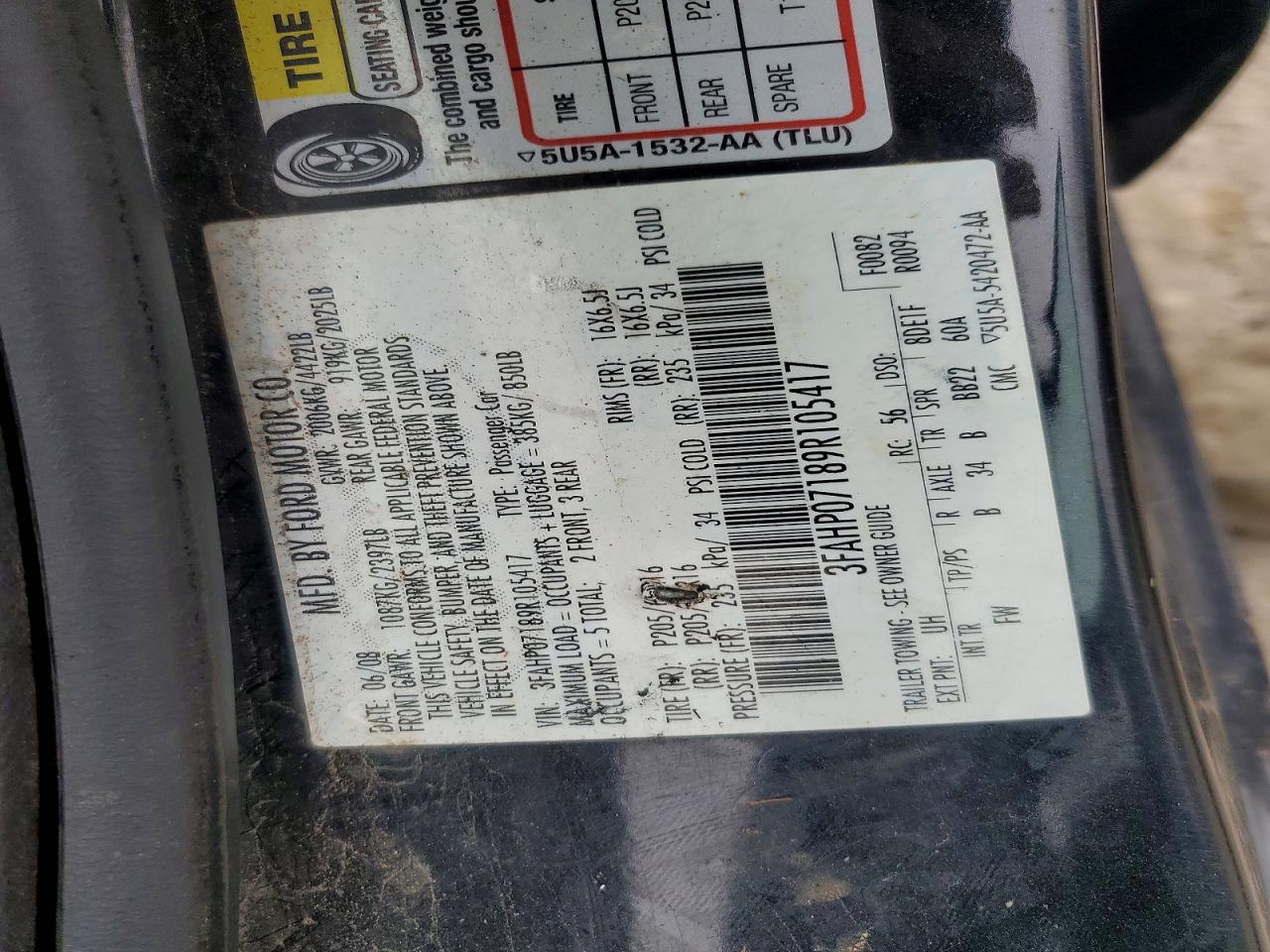 2009 FORD FUSION
