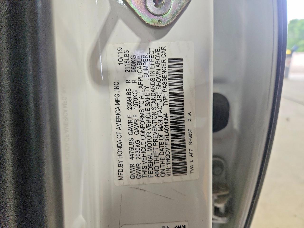 2020 HONDA ACCORD