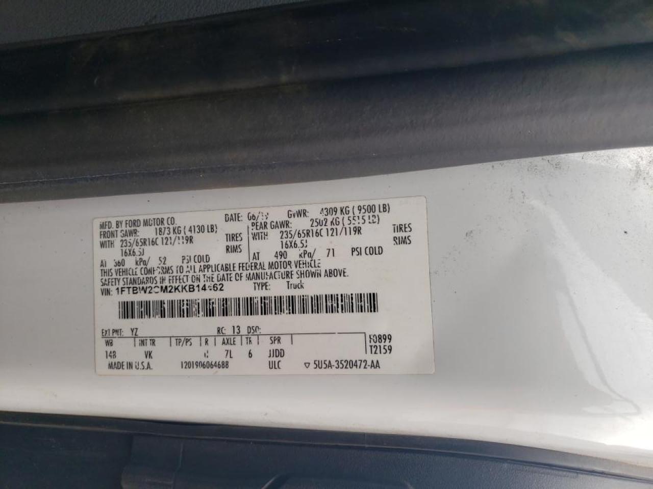 2019 FORD TRANSIT