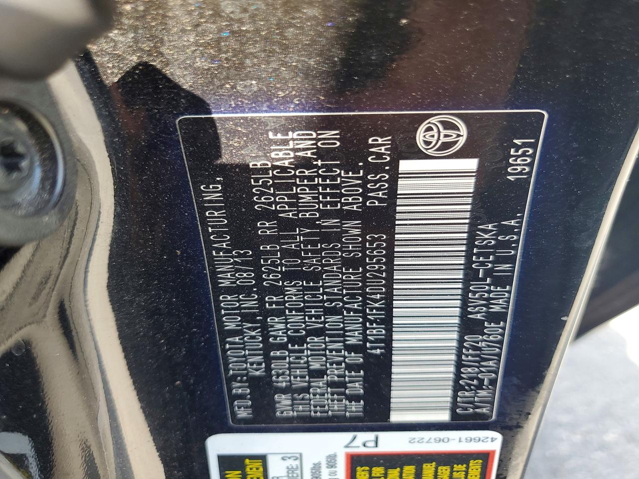 2013 TOYOTA CAMRY