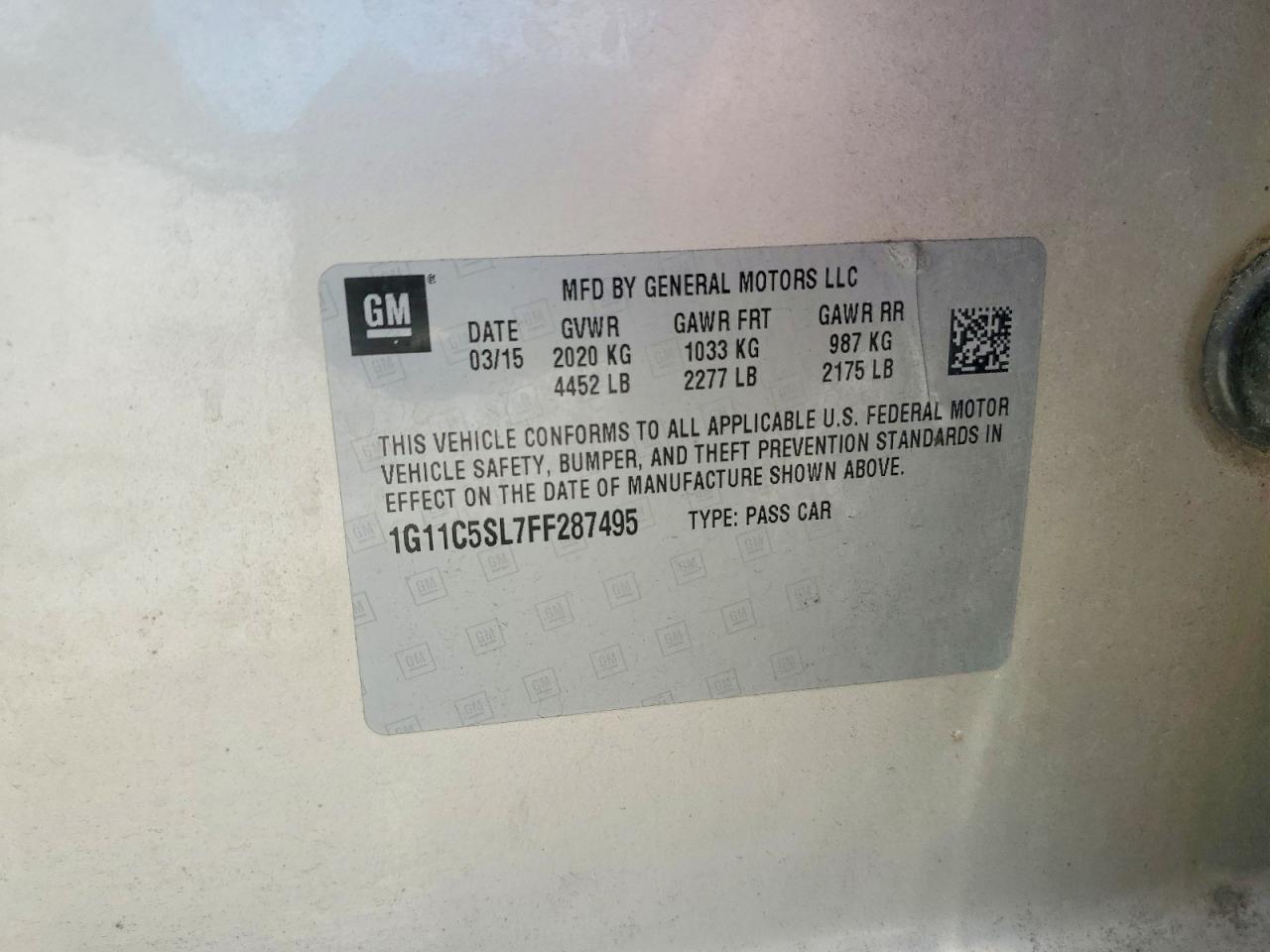 2015 CHEVROLET MALIBU