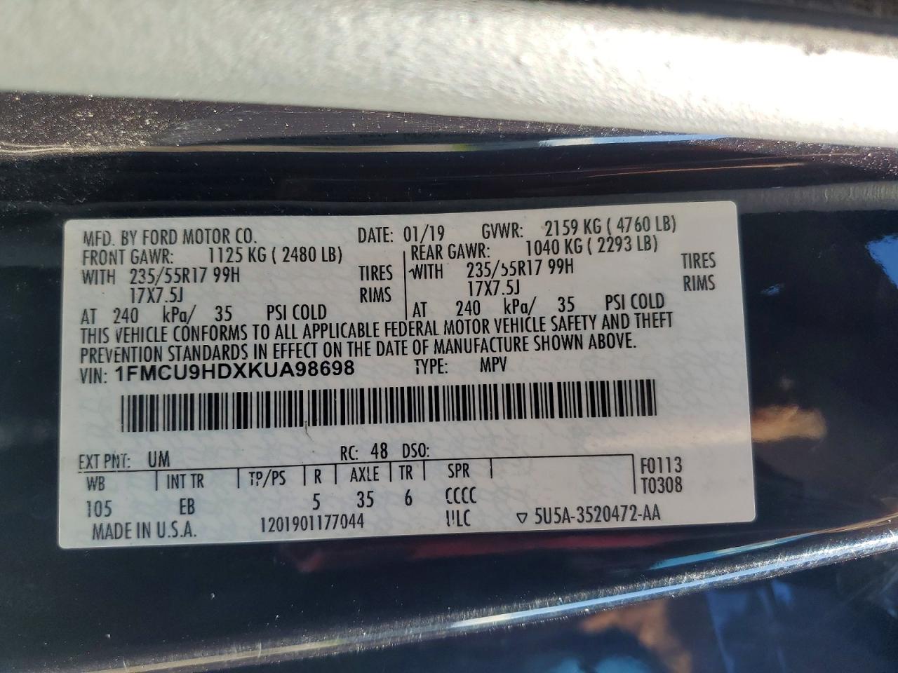 2019 FORD ESCAPE