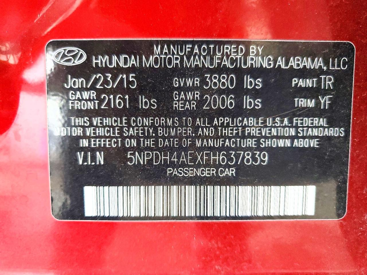 2015 HYUNDAI ELANTRA