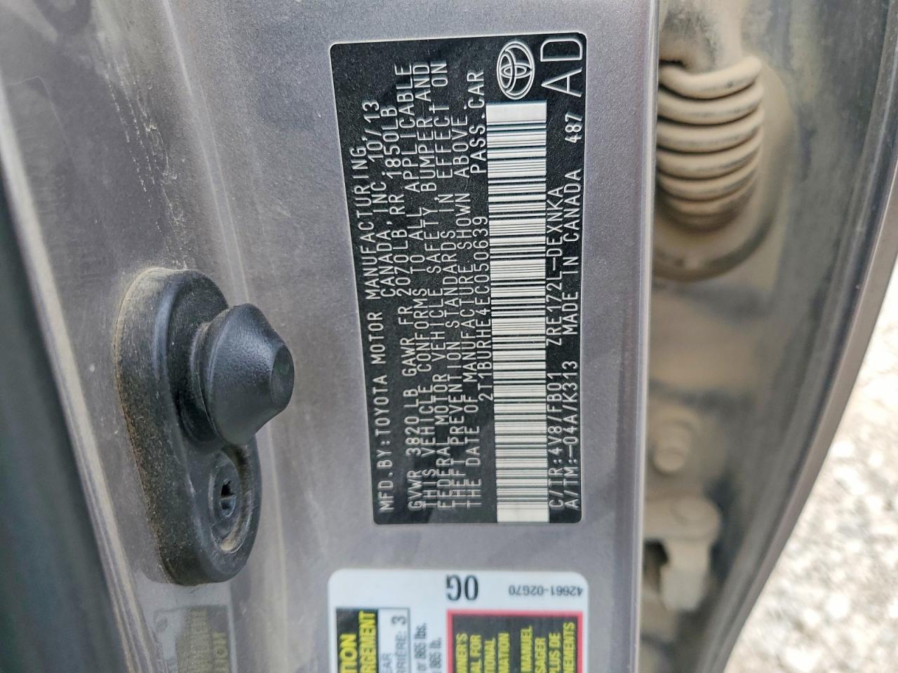 2014 TOYOTA COROLLA