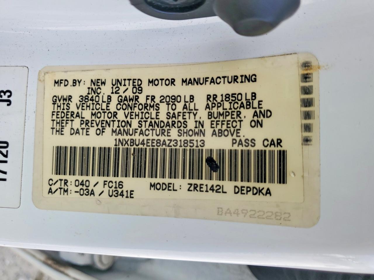 2010 TOYOTA COROLLA
