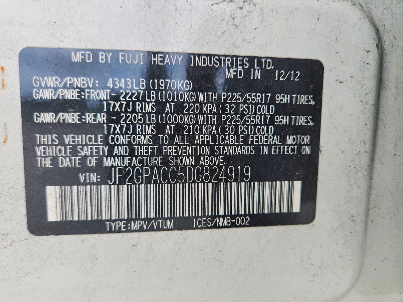 2013 SUBARU XV