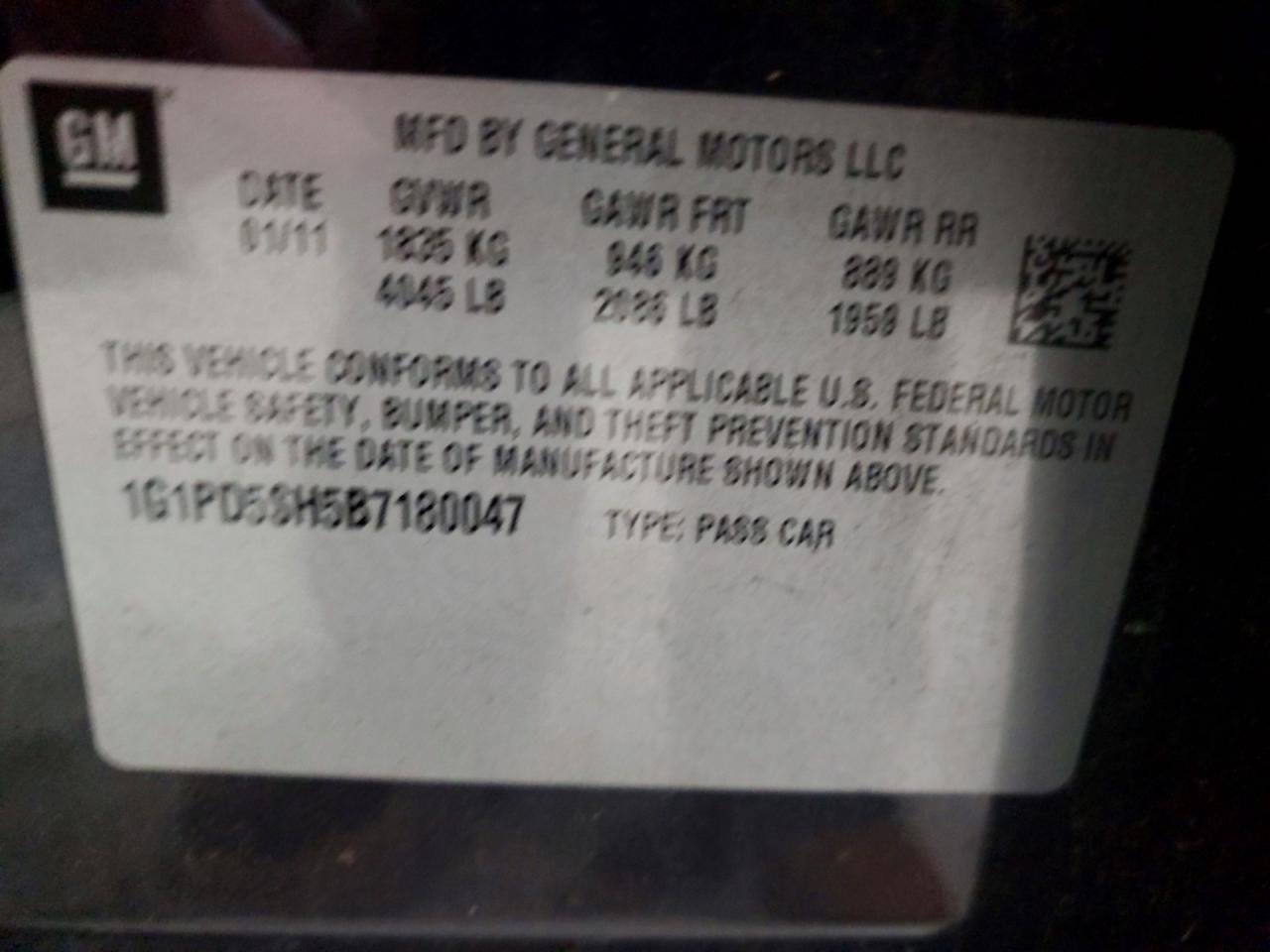2011 CHEVROLET CRUZE