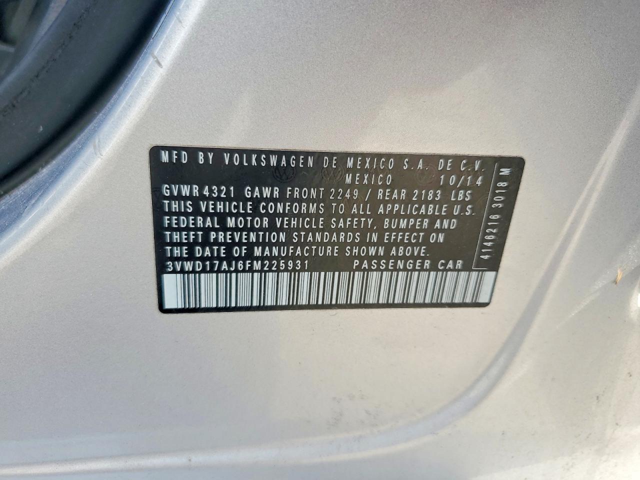 2015 VOLKSWAGEN JETTA