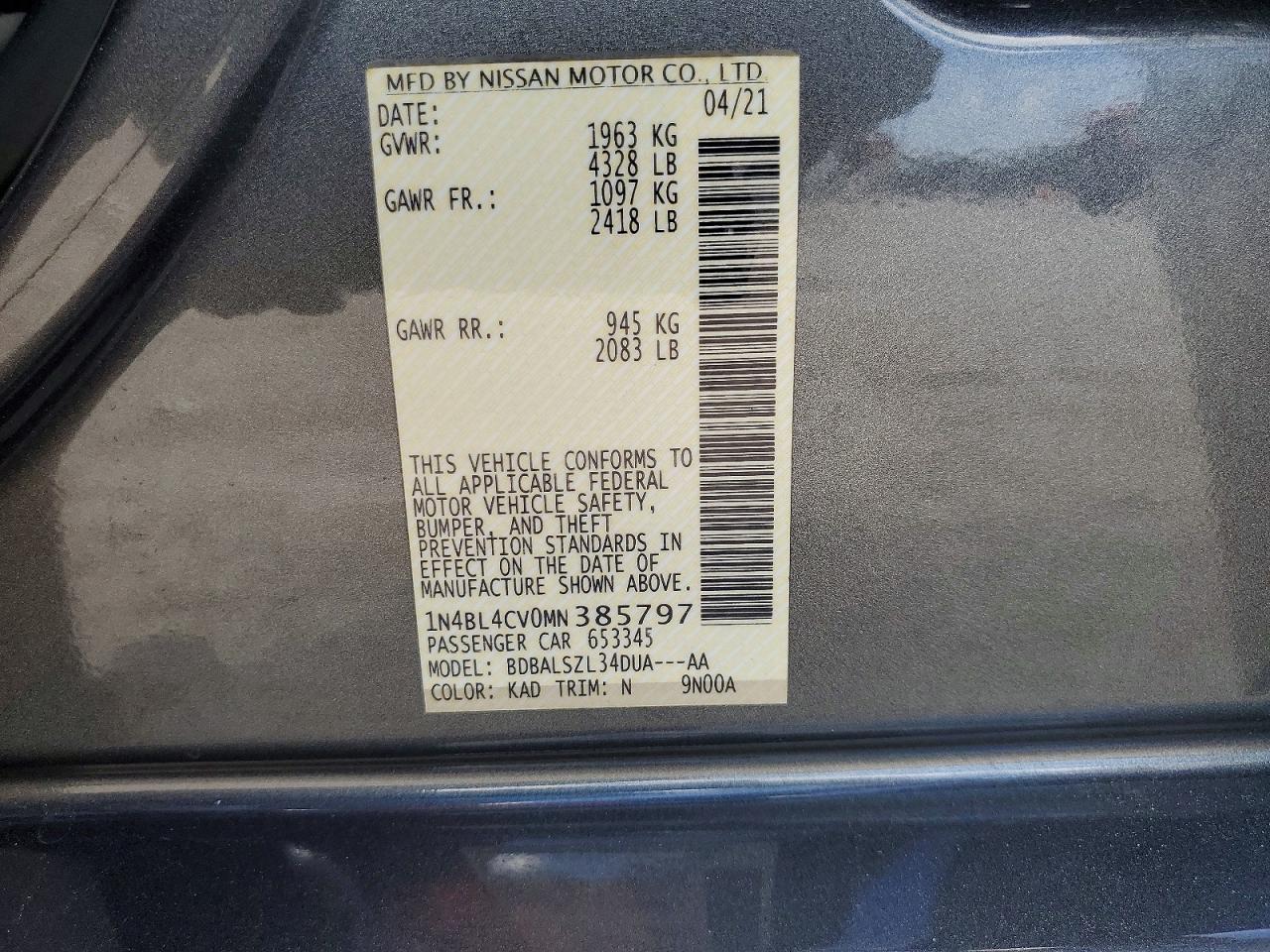 2021 NISSAN ALTIMA