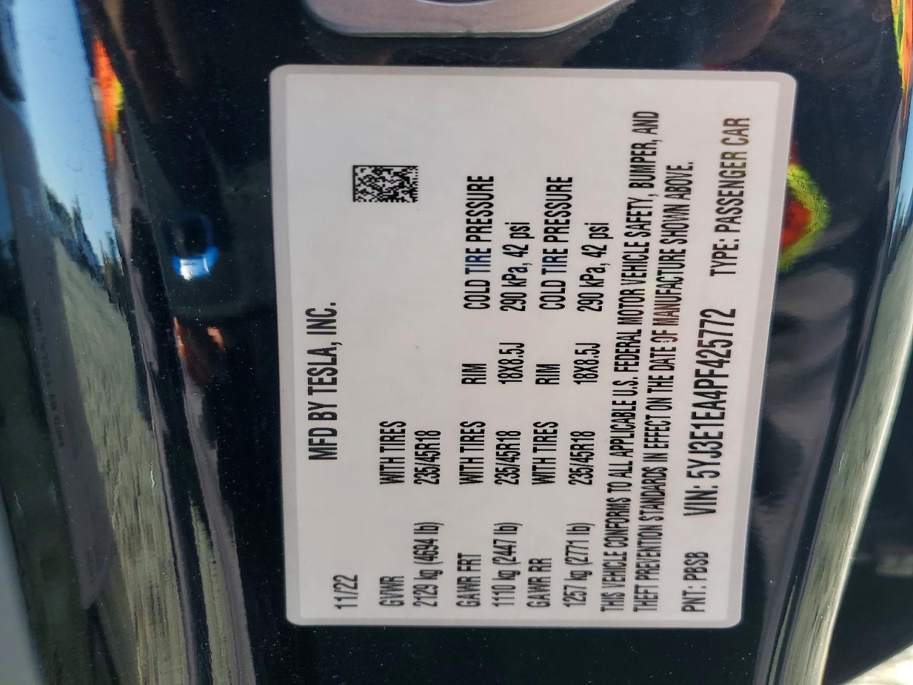 2023 TESLA MODEL 3