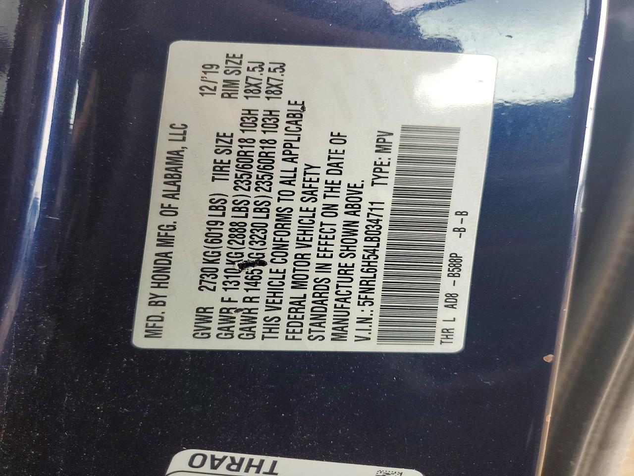 2020 HONDA ODYSSEY