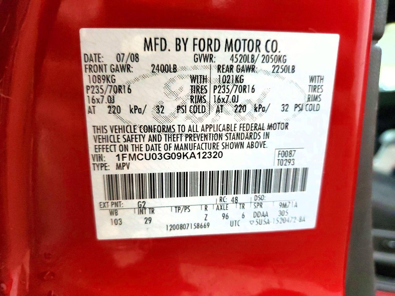 2009 FORD ESCAPE