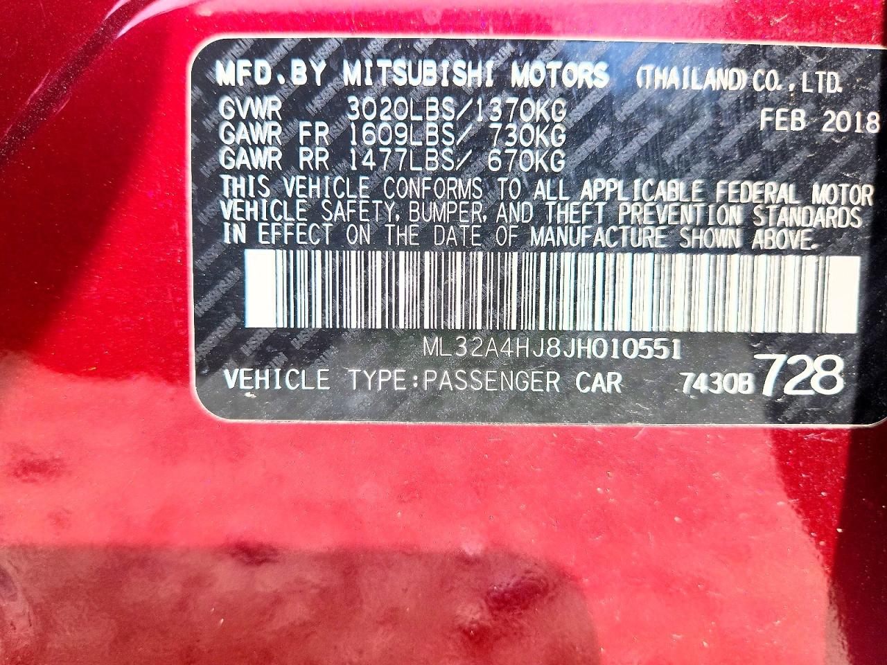 2018 MITSUBISHI MIRAGE
