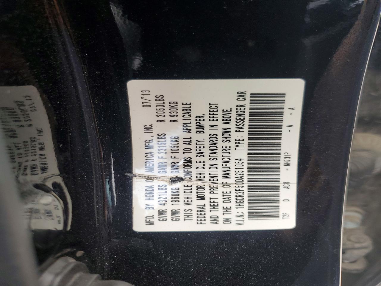 2013 HONDA ACCORD