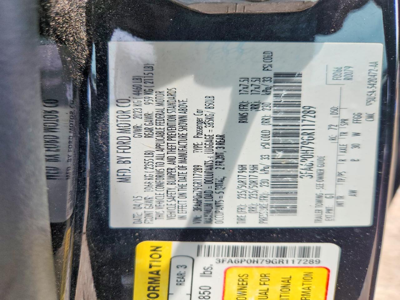 2016 FORD FUSION
