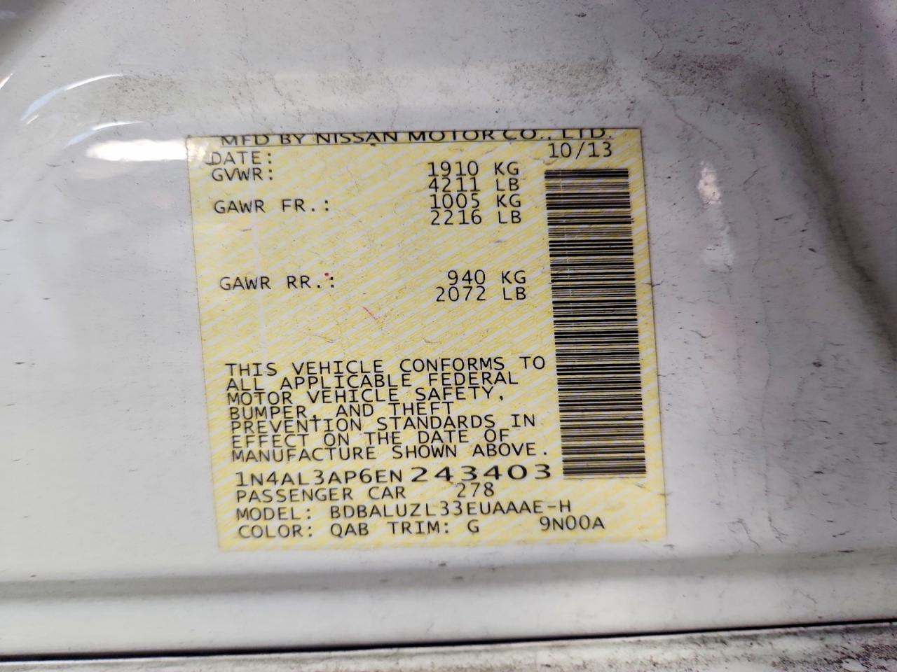 2014 NISSAN ALTIMA