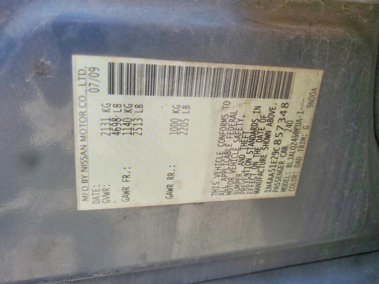 2009 NISSAN MAXIMA