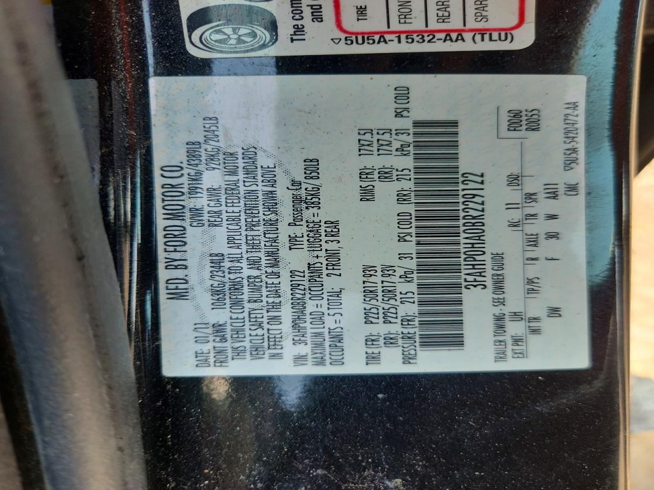 2011 FORD FUSION