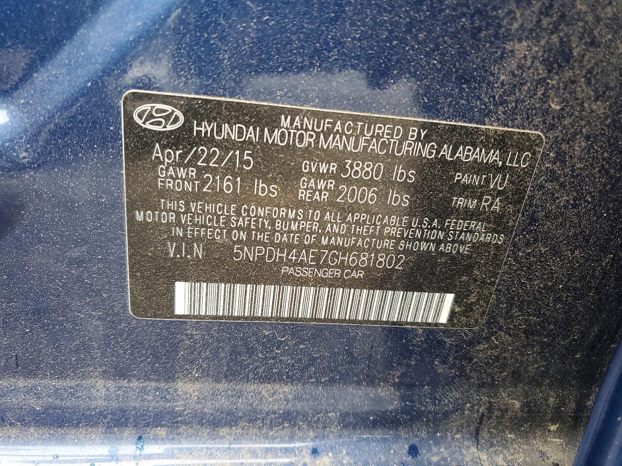 2016 HYUNDAI ELANTRA