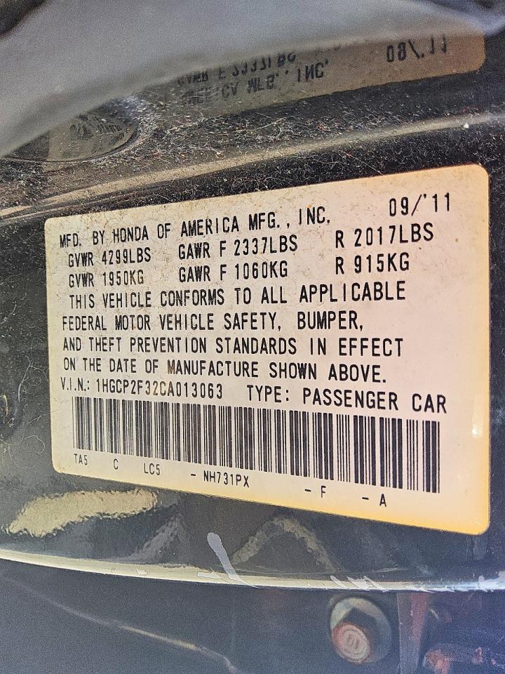 2012 HONDA ACCORD