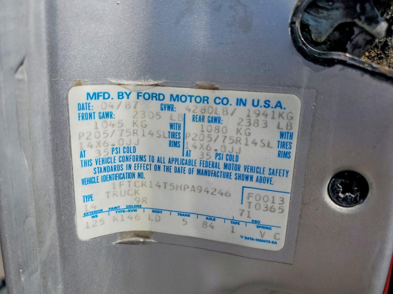 1987 FORD RANGER