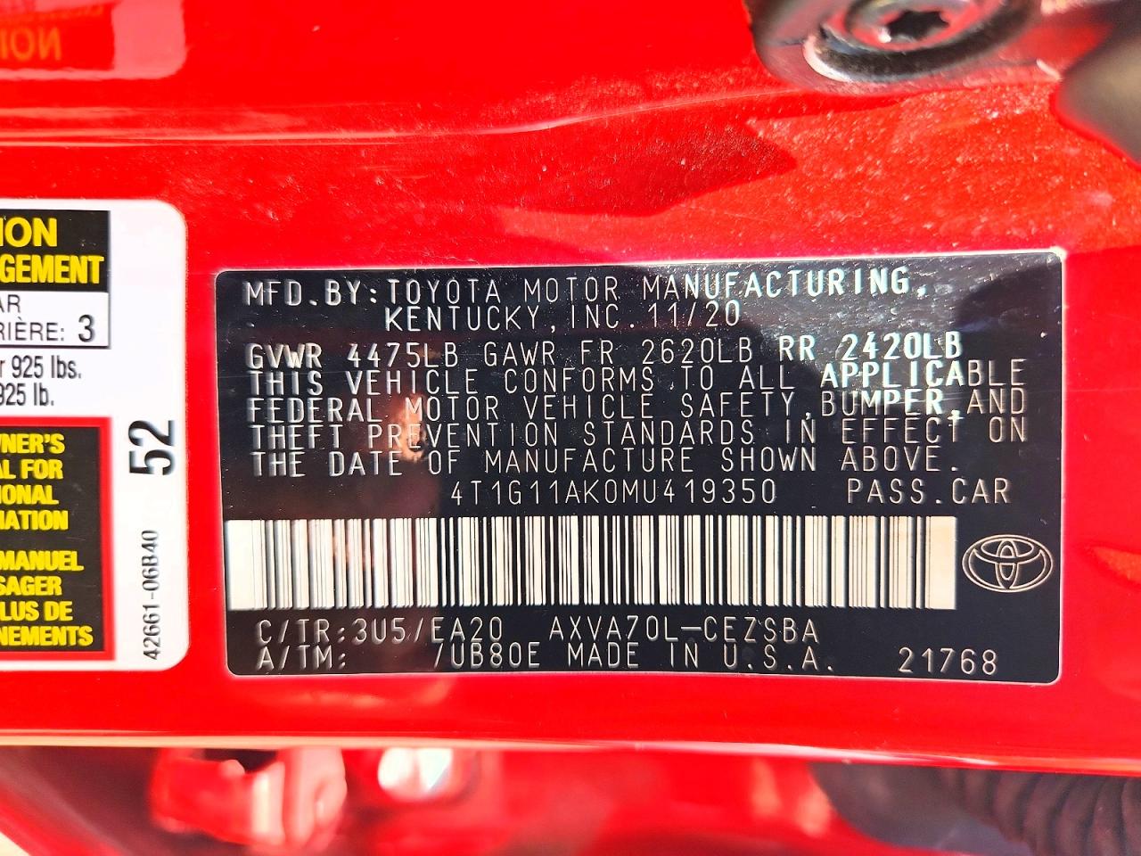 2021 TOYOTA CAMRY