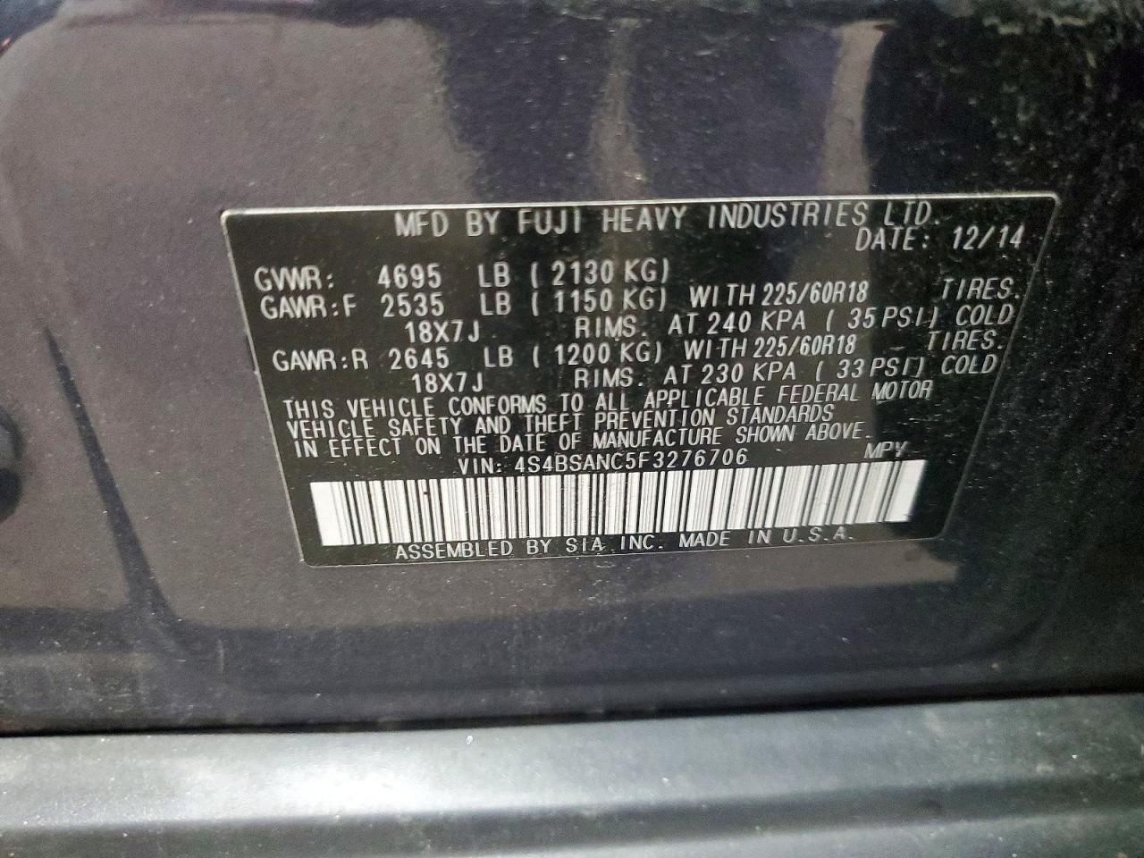 2015 SUBARU OUTBACK 2.