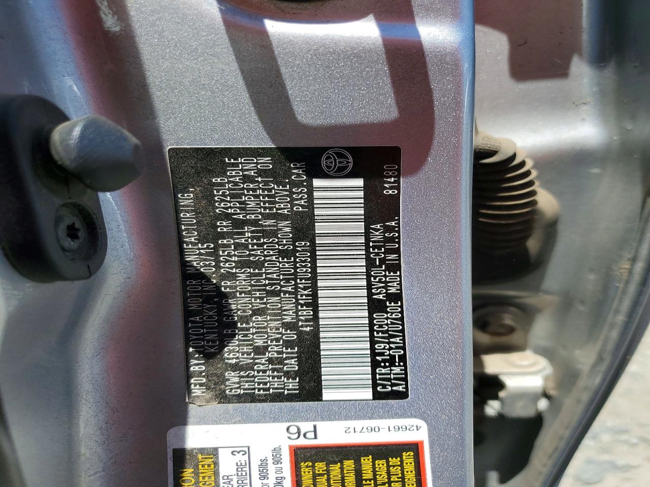 2015 TOYOTA CAMRY