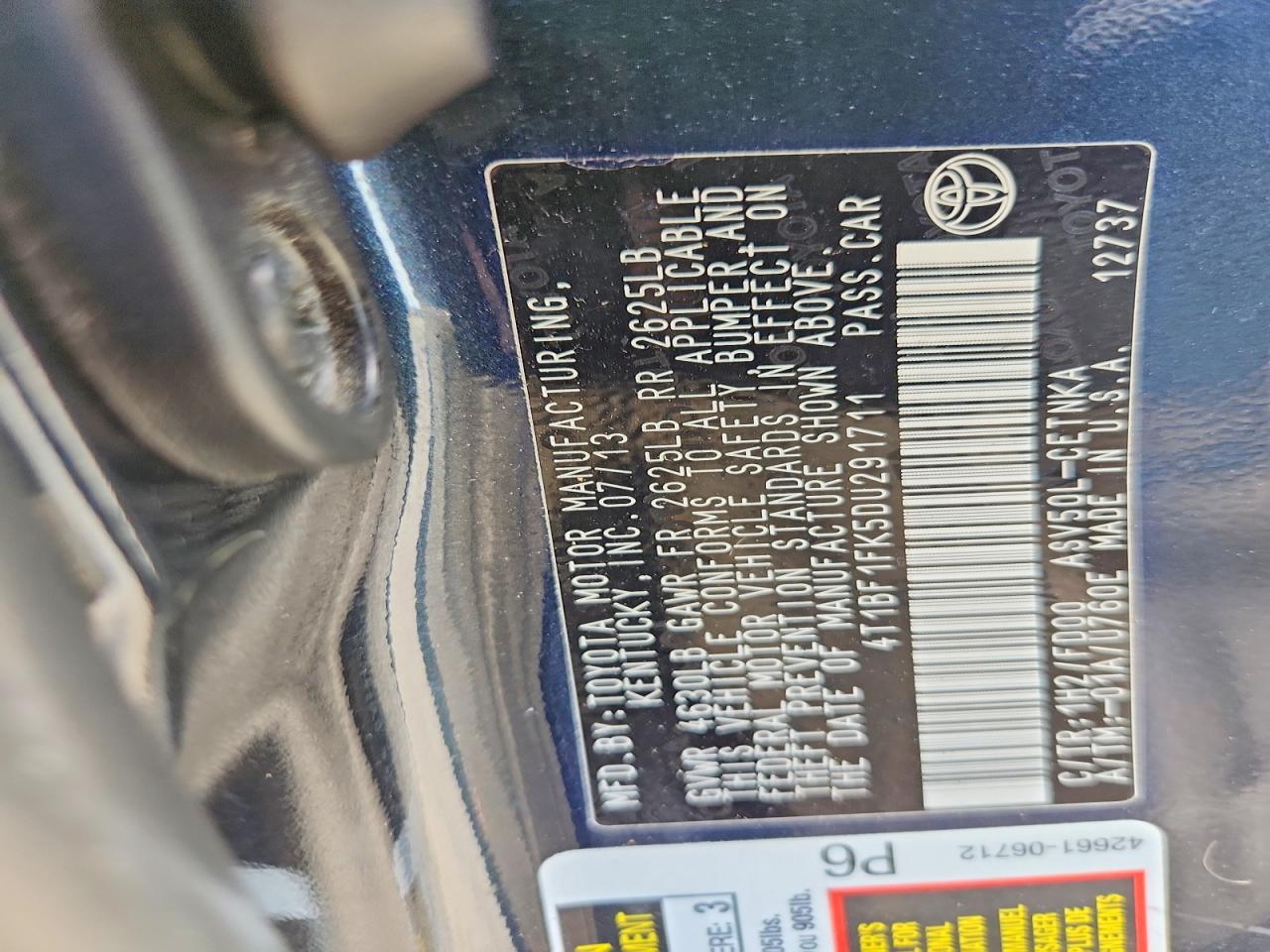2013 TOYOTA CAMRY