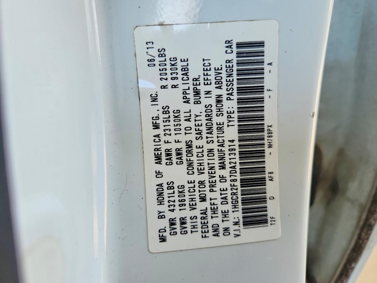 2013 HONDA ACCORD