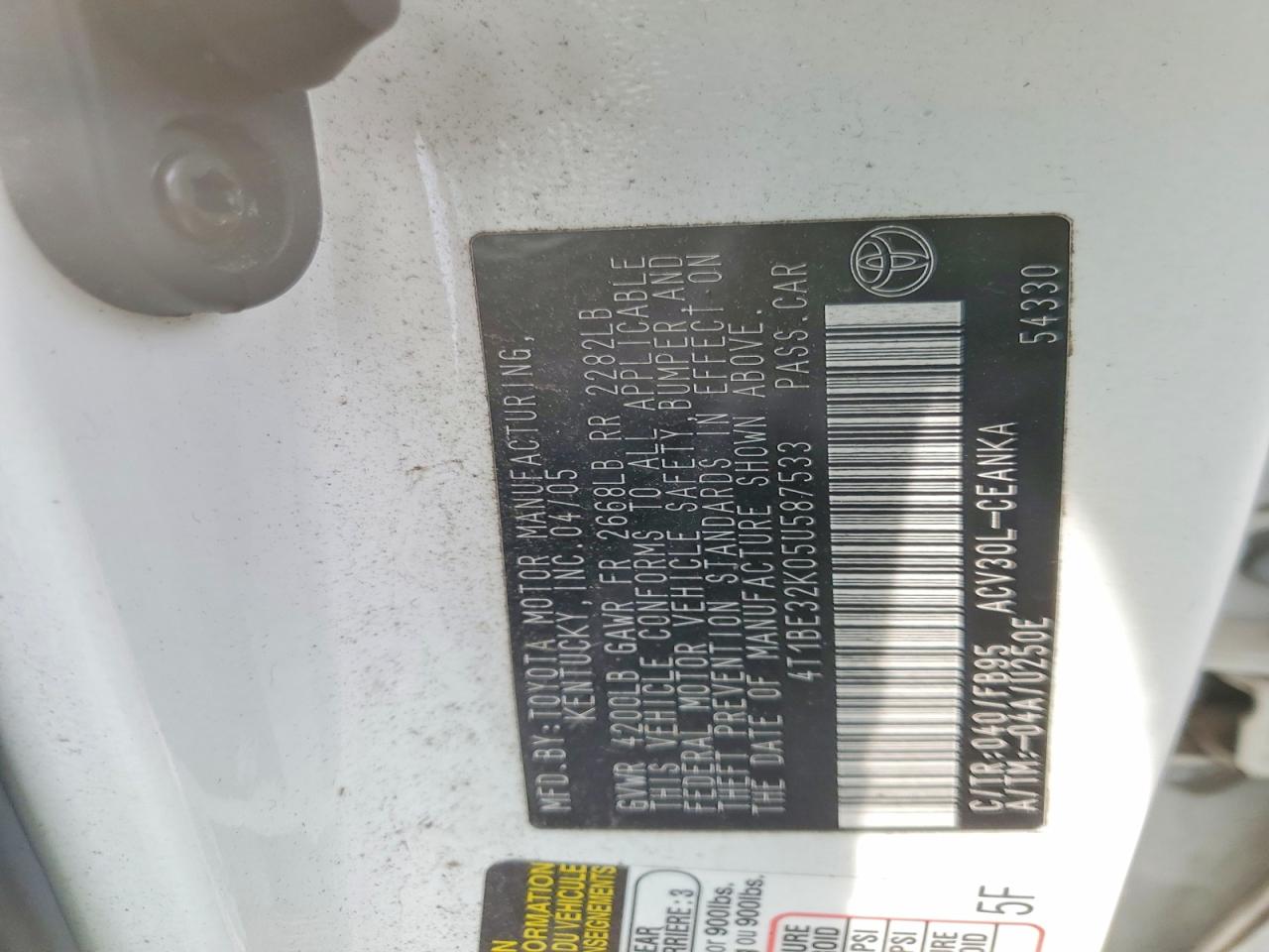 2005 TOYOTA CAMRY