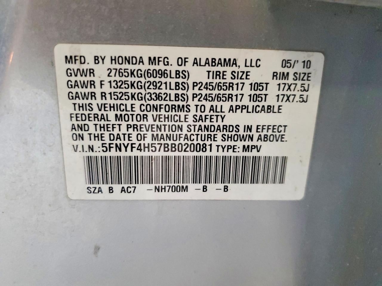 2011 HONDA PILOT