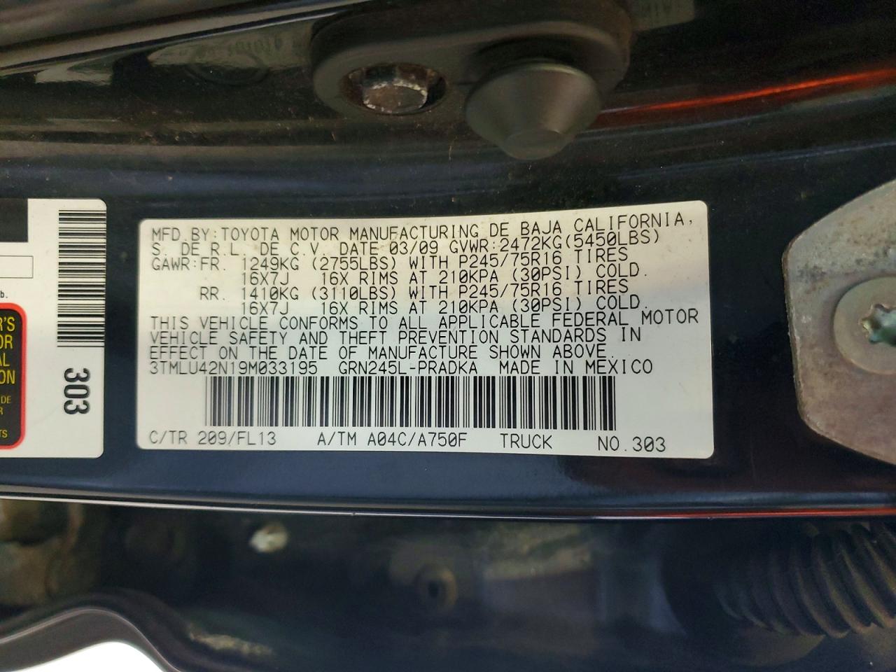 2009 TOYOTA TACOMA